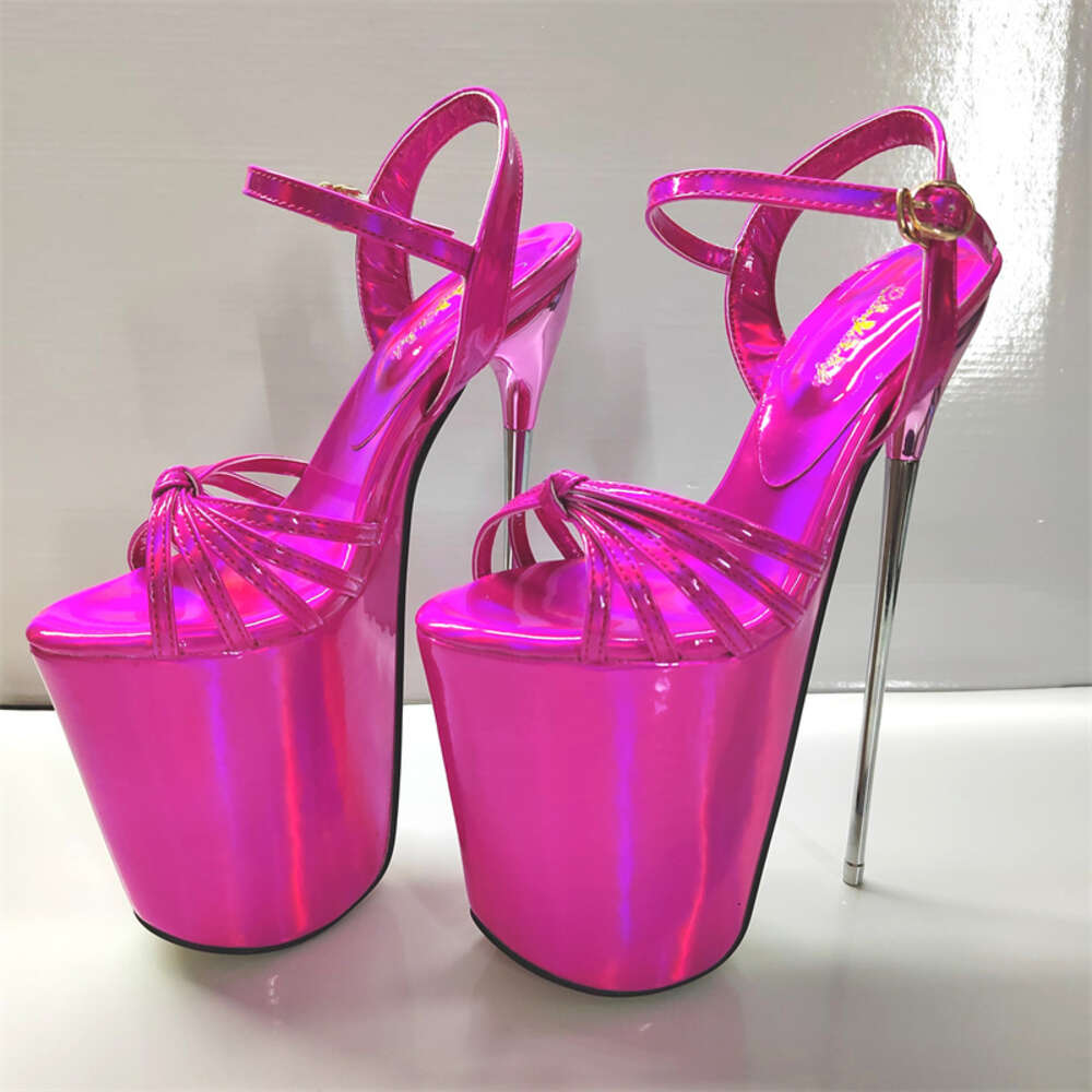 Sexy Women Sandals Summer 22Cm Stilettos Fetish Strippers Dance Shoes Platform Extreme High Heels Sier Pink Shoe