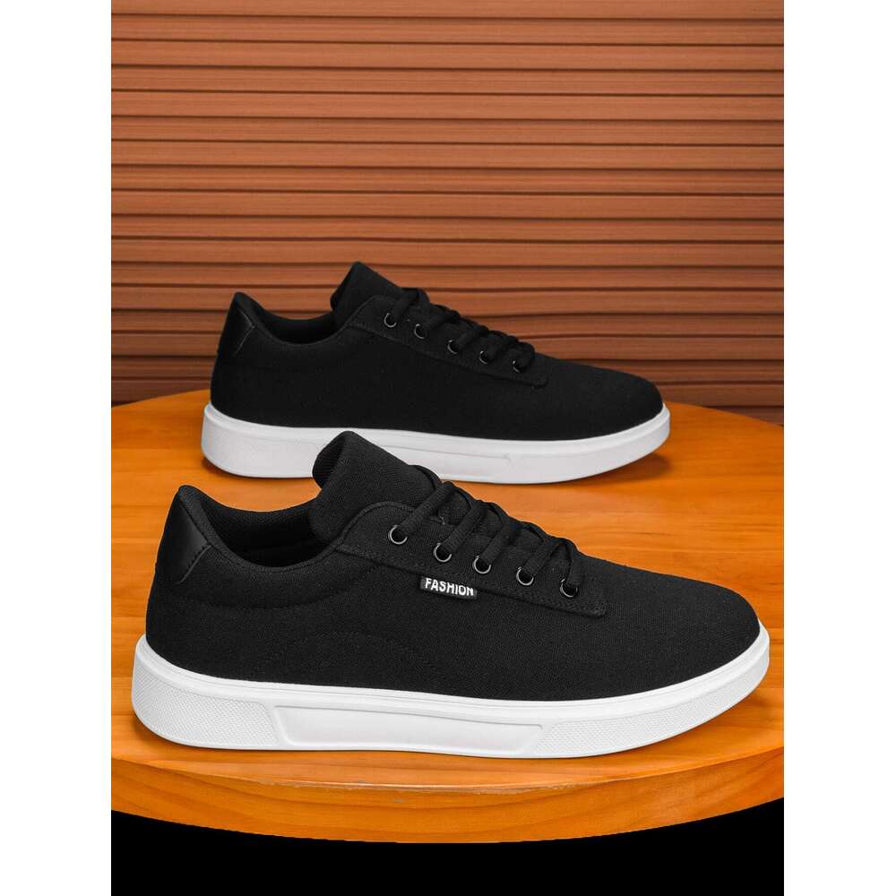 S Fashionable Men Breathable Canvas Shoes Minimalist Design Solid Color Flat Heels Ddmysaturn