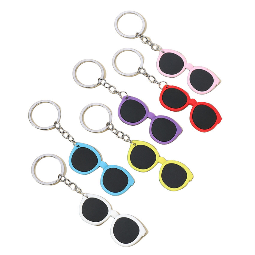 Metal Glasses Appearance Keychain Simulation Women's Sunglasses Key Pendant Creative Gift Keychain