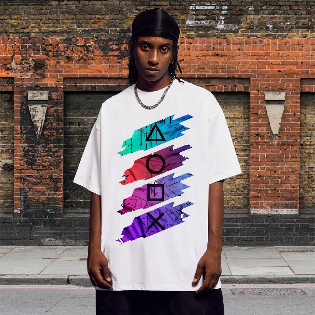 Fashion New T Shirt For Man DIY Printed Hip Hop Street Tshirts Breathable Crew Neck Cotton Brand