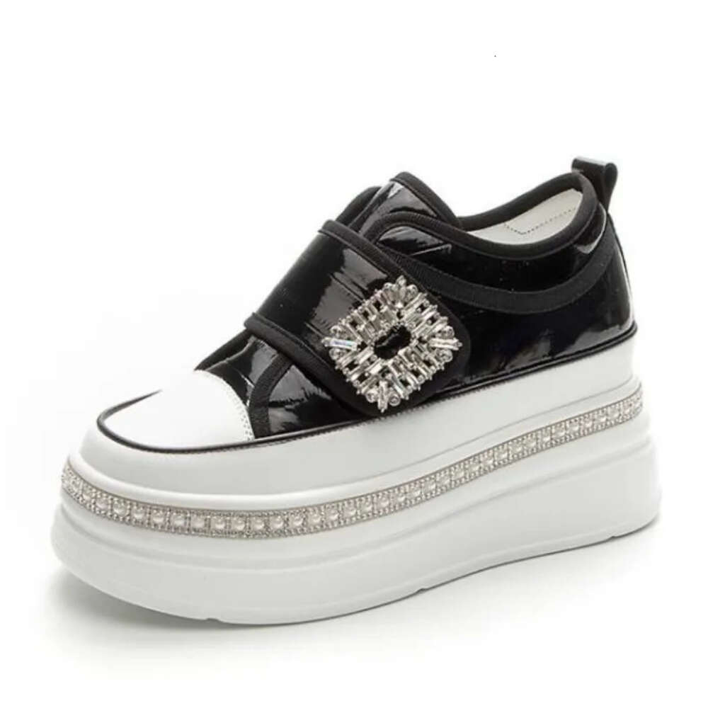 Cm Crystal High Top Women Genuine Leather Platform Wedge Hidden Heel Hook Spring Autumn Bling Shoes Sneakers Ankle Boots Ddmydog