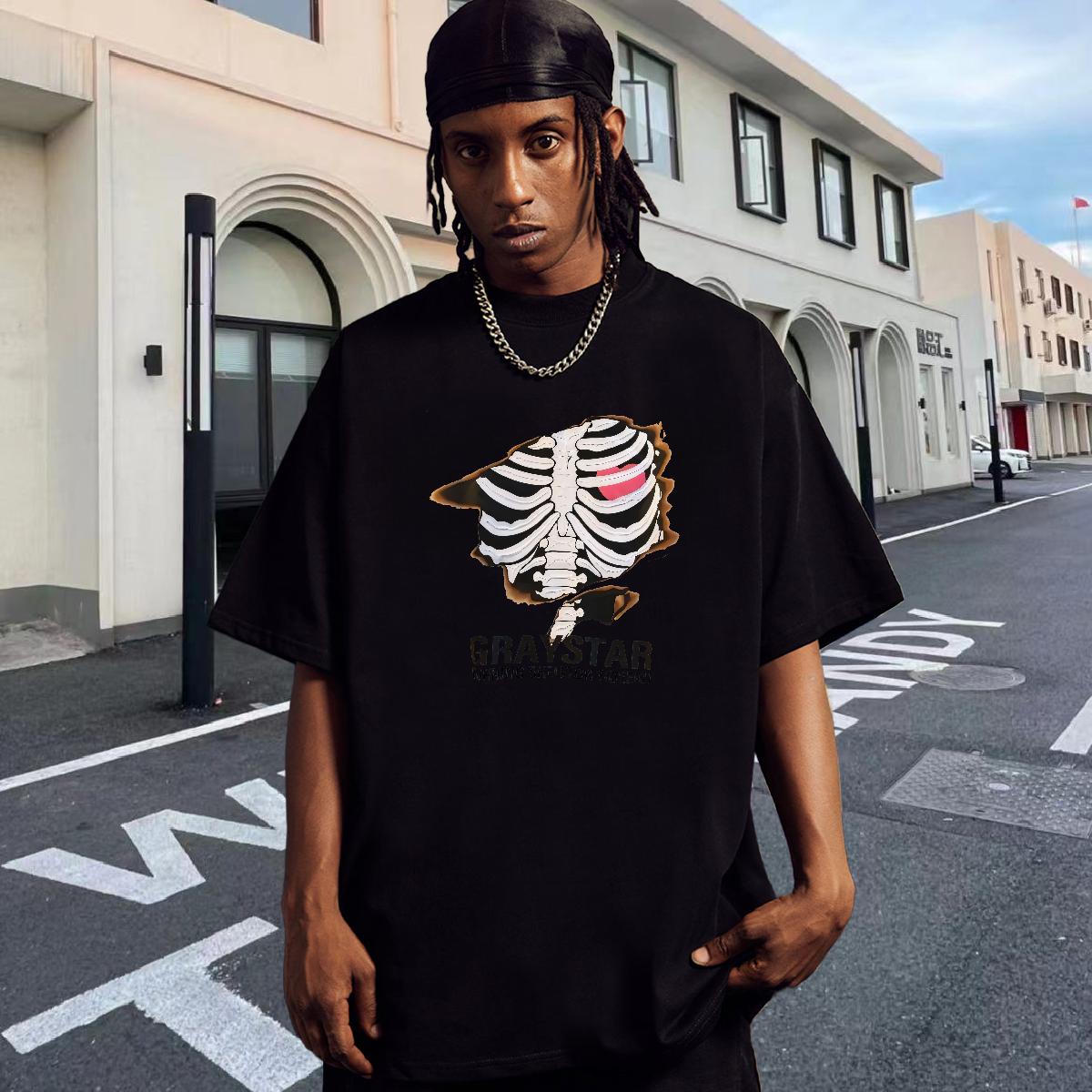 DIY Men T Shirts Skull Sport Men Tees O-Neck Short Sleeve Cotton Loose Fit