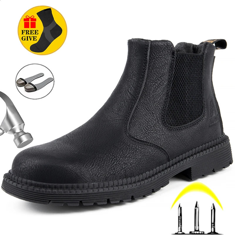 Mens Winter hot Leather Safety Work Boots Indestructible Steel Toe Shoes