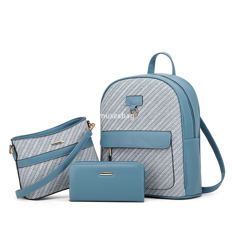 High quality fashionable women retro versatile classic backpack leisure large capacity multifunctional tote bag three piece set mother bag