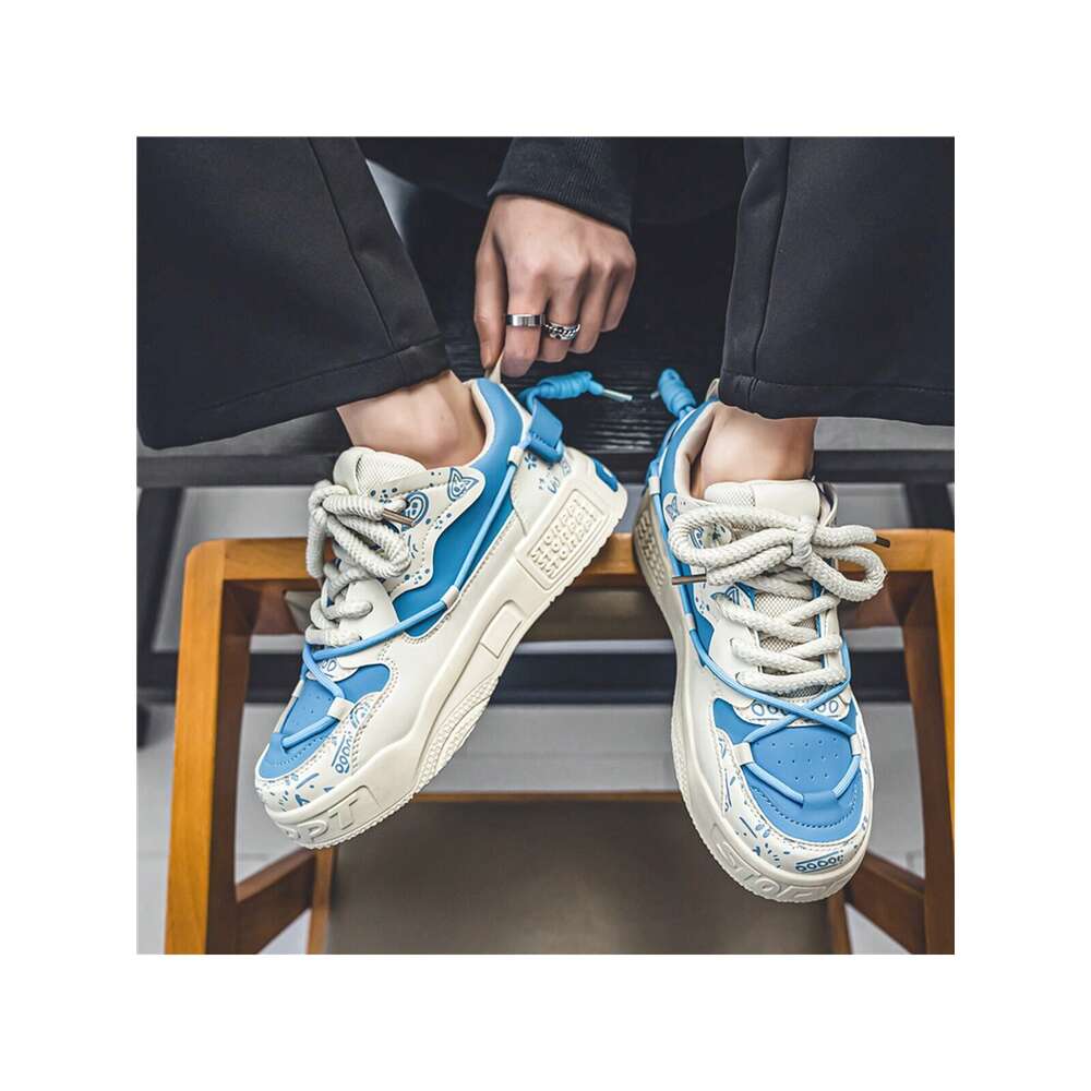 Men's New Summer Breathable Casual Sneakers With Thick, Slip-Resistant Soles, Original Artistic Design And Trendy Graffiti Style
