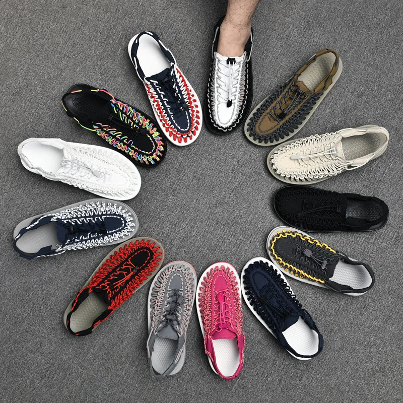 Summer Men Sandals Fashion Handmade Weaving Beach Sandals Breathable Casual Flat Sandals Outdoor Couples Sandals Size 260625 - view 7