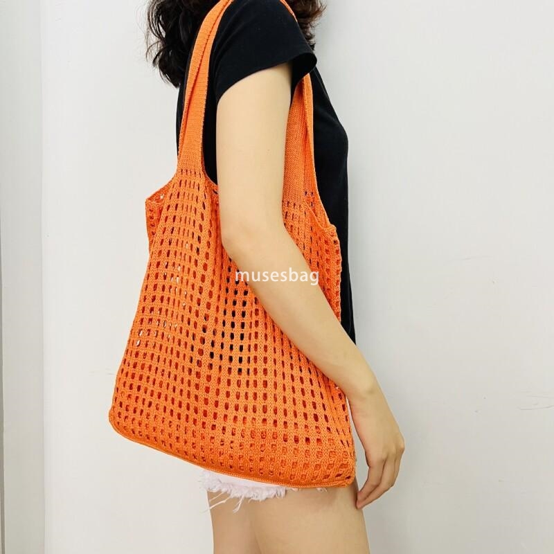 New Korean Dongdaemun Knitted Bag Hollow Bag Minimalist Bag Single Shoulder Bag Beach Bag Handbag Women's Bag Commuting Large Capacity Small Bag