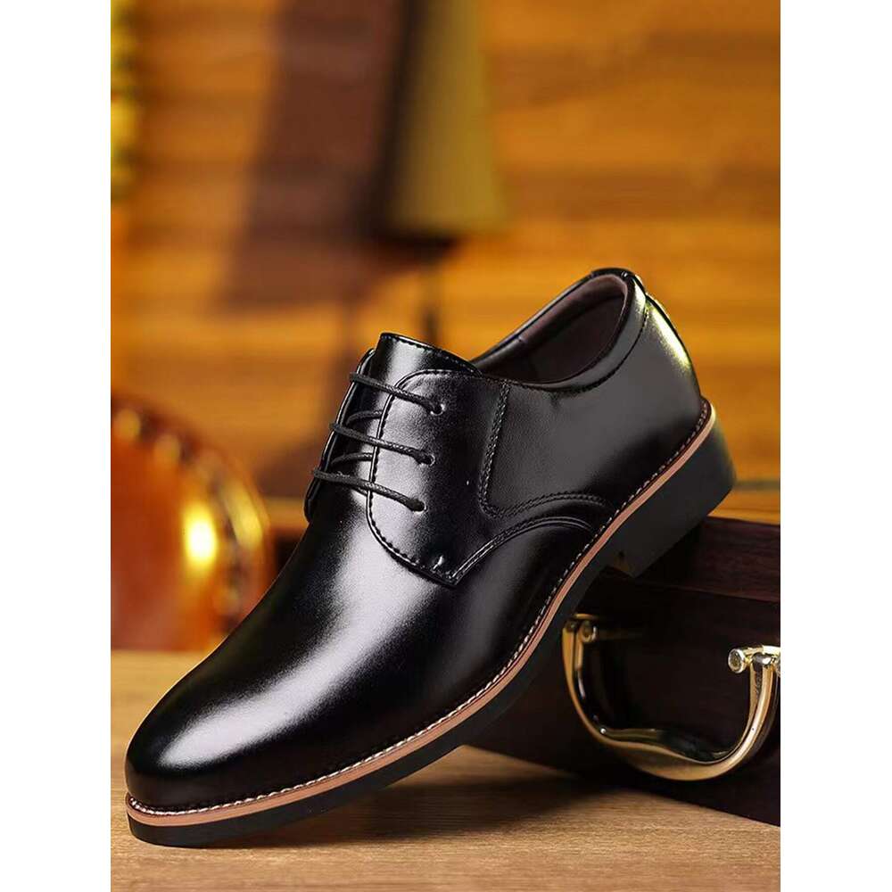 Lace Up Black Front Oxford Shoes Minimalist Round Toe Casual Men Business Ddmysaturn