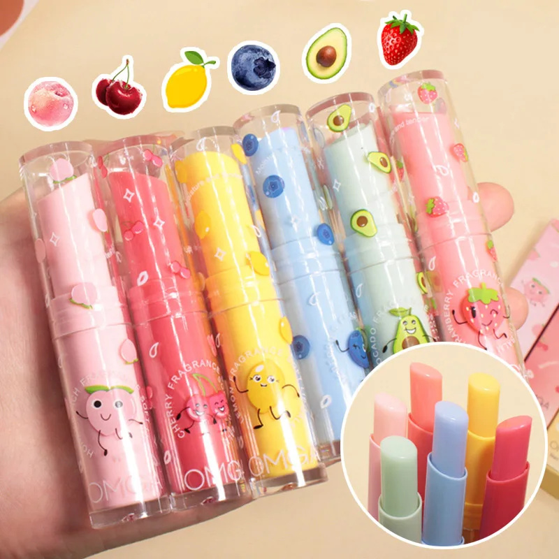 Fruity Color Changing Lip Balm Natural Temperature Change Coloured Lipstick Long Lasting Moisturizing Makeup Cosmetics for Women