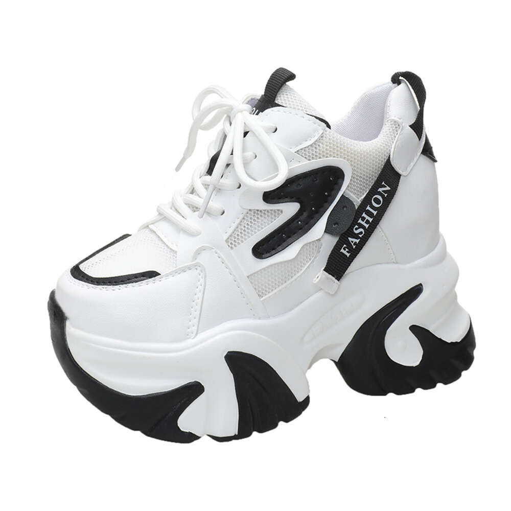 Ddmysports Women Igh Top Sneakers Spring Female Black White Chunky Sneaker Breathable Leather Wedge Shoes Atos Casual Mujer OUTDOOR