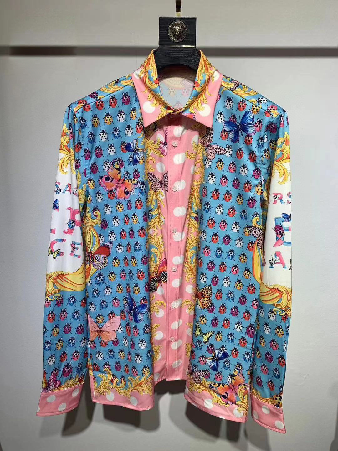 Casablanca 23ss designer shirt Butterfly Rabbit Rainbow flower men's and women's Hawaiian long sleeve shirt Casablanca button up shirtQE17