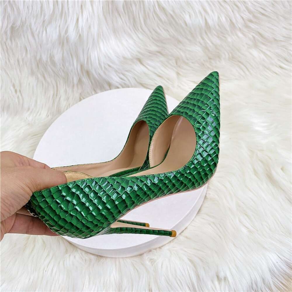 Green Dark Checkered Women's High Heels, Party Shoes, Dresses, Fashionable And Versatile Shoes
