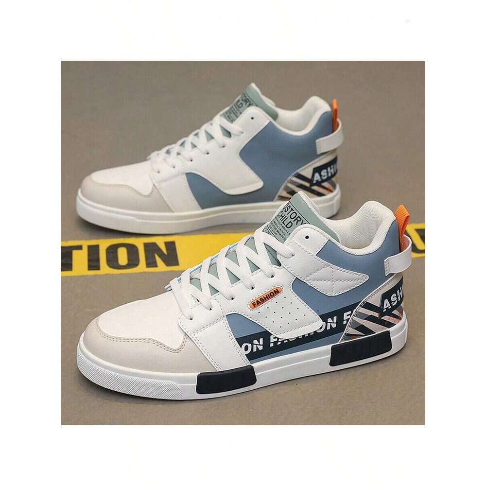 Men's Outdoor Casual Sports Fashionable, Lightweight Breathable High-Top Skate Wear-Resistant, Comfortable, Thick-Soled, Spring New Style - Loose