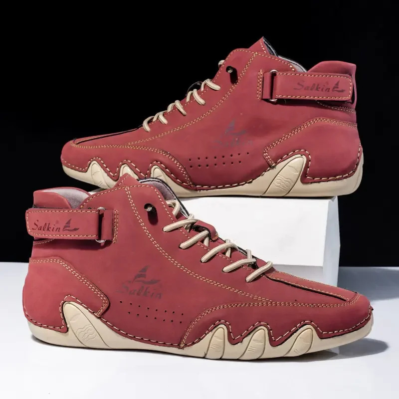 Handmade Genuine Leather Casual Mens Shoes Winter Fur Shoes Mens Loafers Comfortable Walking Shoes Mens Flat Top Selling 240606