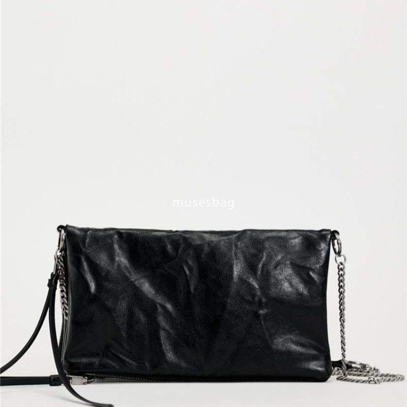 High quality and fashionable women's shoulder bag with new high-end tote bag black mini rock style wrinkle effect crossbody bag