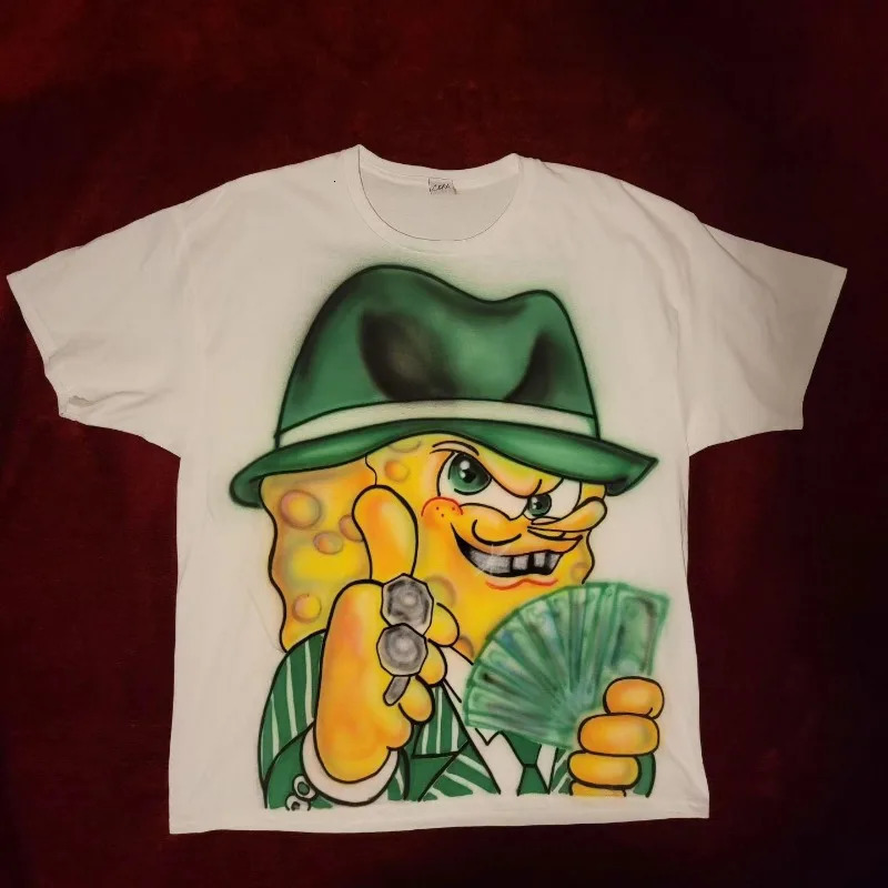 Street Vintage Cartoon Anime Print Short Sleeve T-shirt Men Y2k Harajuku Fashion Personality Sports Casual Oversized T-shirt 240530