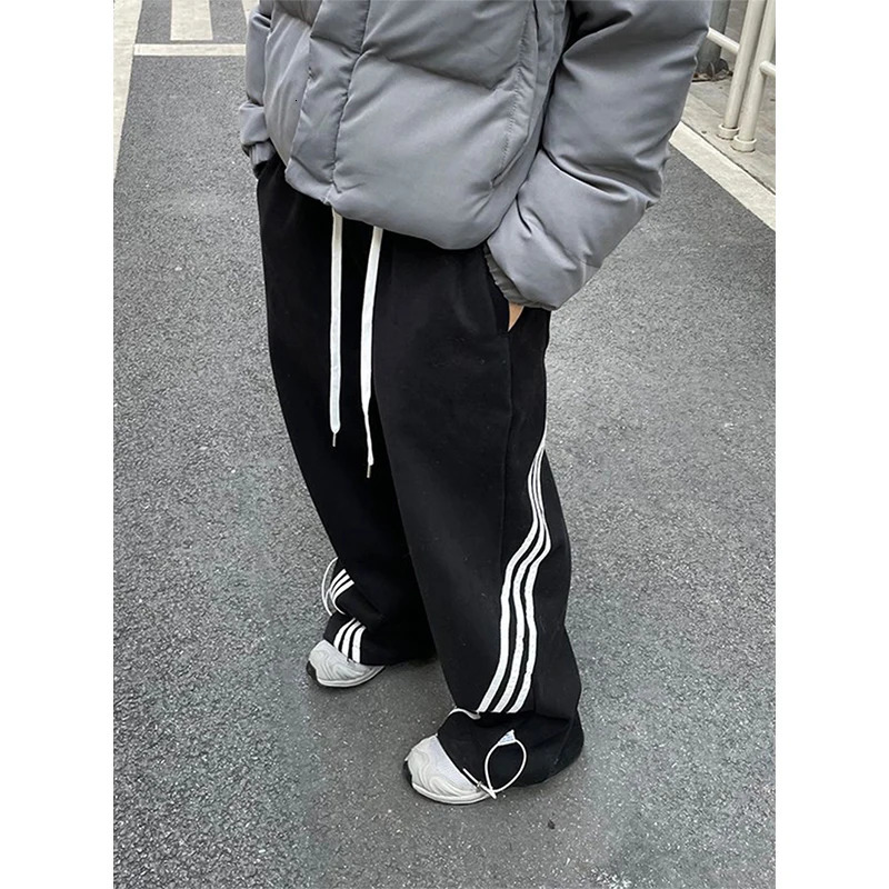 MEXZT S-3Xl Y2K Striped Sweatpants Women Streetwear Oversized Joggers Summer Harajuku Black Wide Leg Pants Korean Baggy Trousers 240530