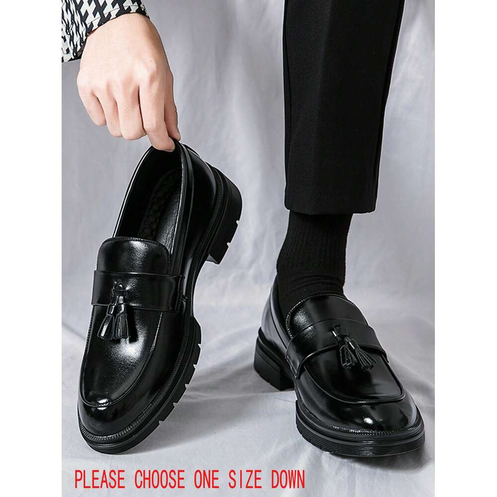 Shoes Business Black For Men Tassel Decor Dress Loafers Ddmysaturn