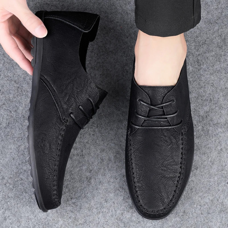 Leather Mens Shoes Fashion Mens Shoes Moccasins Italian Breathable Mens Shoes Black Plus Size 38-47 240606