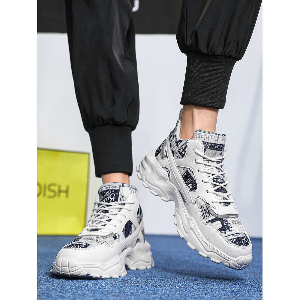 Ddmyoutdoor Sporty For Men Letter Graphic Lace Up Front Chunky Sneakers