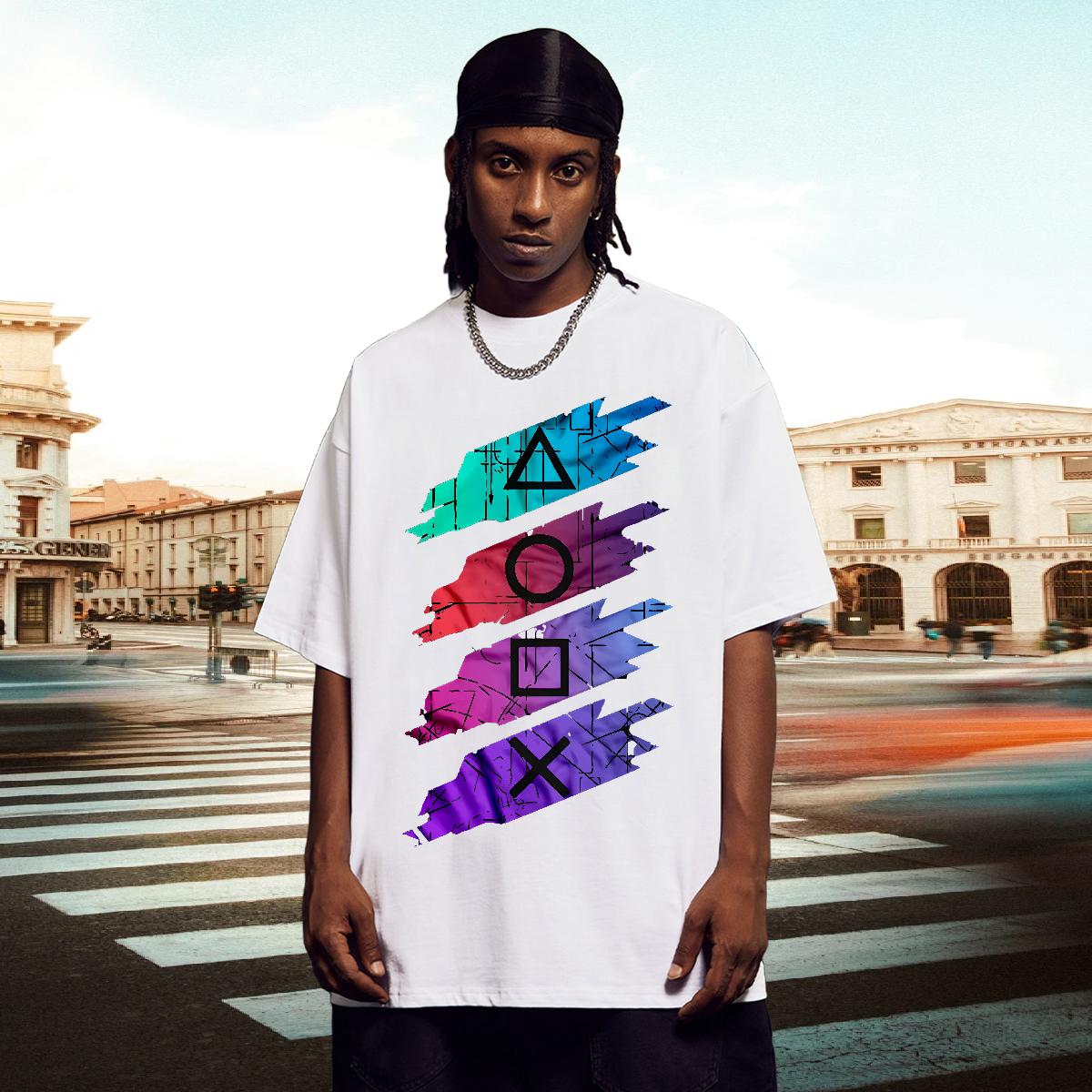 2024 T shirt Cartoon Printing S-3XL Casual Beach Men Tees Breathable Short Sleeve Loose