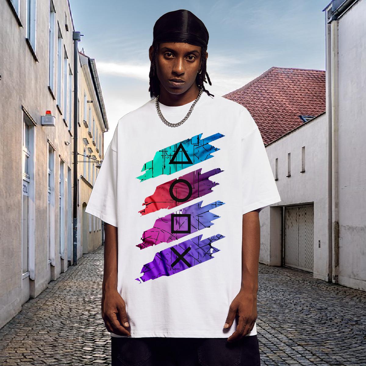Fashion Mens T Shirts Graphic Street wear Hip Hop Men Tees 180g Cotton Loose