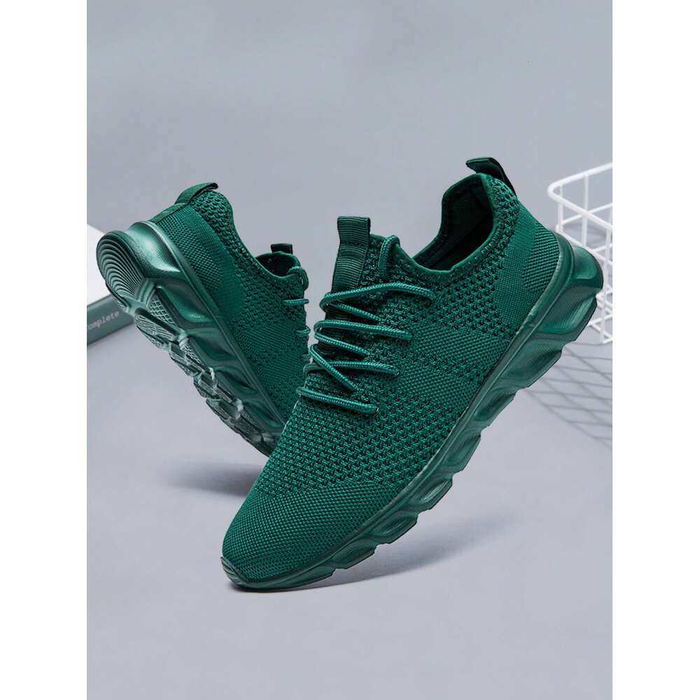 Lace Men S Up Flat Mesh Sports Training Tennis Walking Sneakers Breathable Casual Fashion Shoes For Dark Green Ddmysaturn