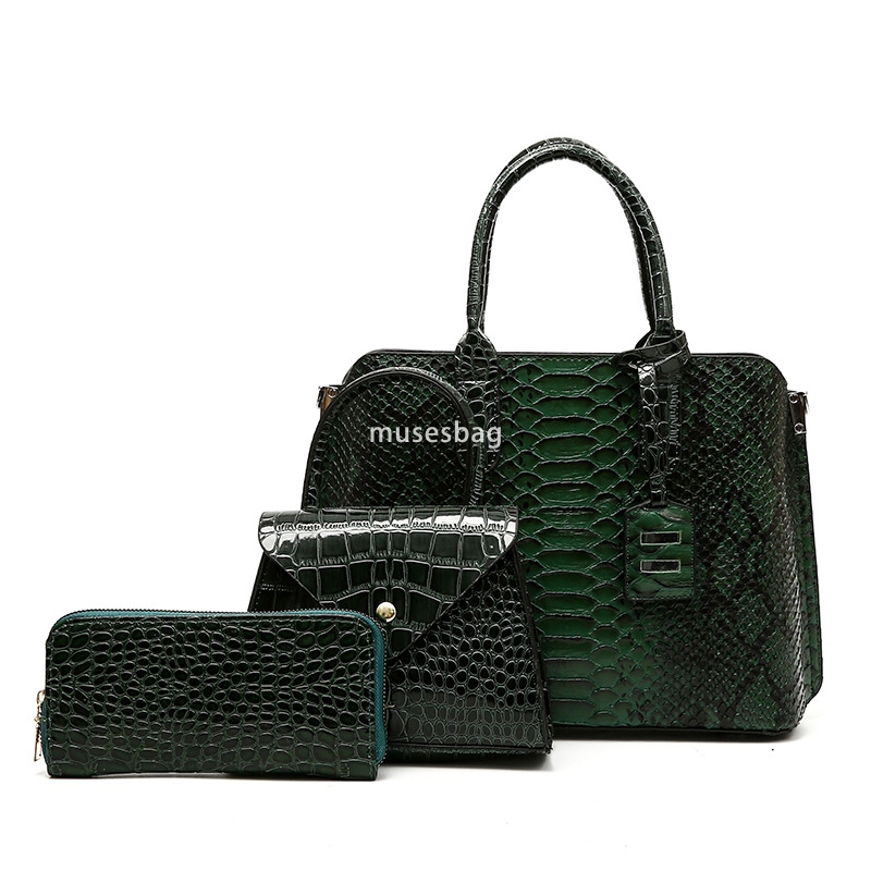 Fashion women's shoulder bag handbag PU leather three piece set, retro business, large capacity zippered crossbody bag in multiple colors, for us