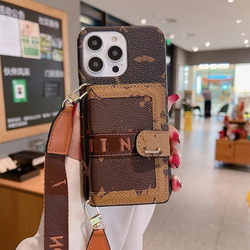 CC Phone Case Designer iPhone Case for Apple iPhone 15 14 Pro Max 13 12 14plus 11 X XR XS XsMax Fashion Crossbody Wallet Card Holder Gold Edging