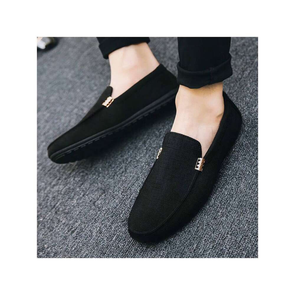Ddmyoutdoor Pair Men S Versatile Slip On Note One Size Smaller Soft Suede Anti Slip Loafers With Buckle Suitable For Casual Work Events Breathable Spo