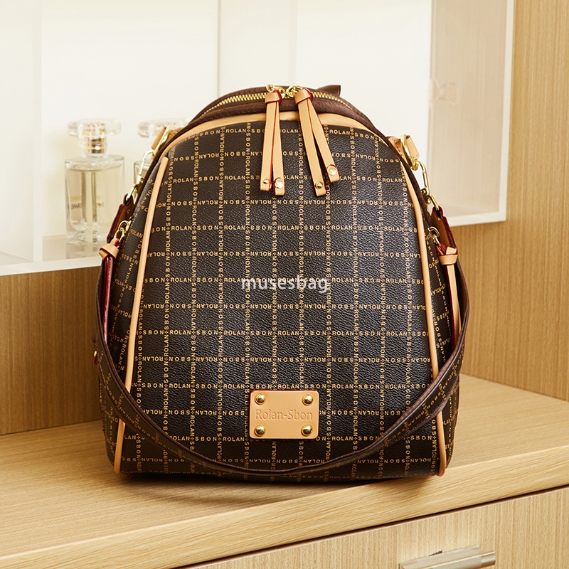 High quality women's PU large capacity leisure multifunctional backpack versatile fashion backpack retro simple one shoulder high-end temperament