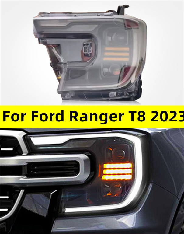 For Ford Ranger T8 2023 Car LED Headlight Assembly DRL Signal Front Lamp LED Modified Bifocal Lens Head Lights
