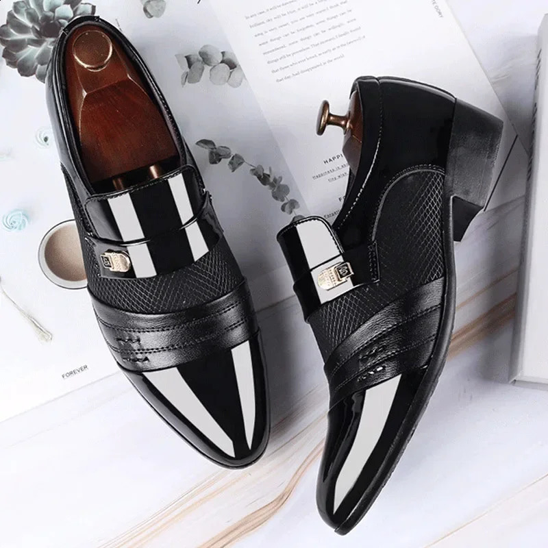 Slip on Men Dress Shoes Men Oxfords Fashion Business Dress Men Shoes Classic Leather MenS Suits Shoes Man 240606