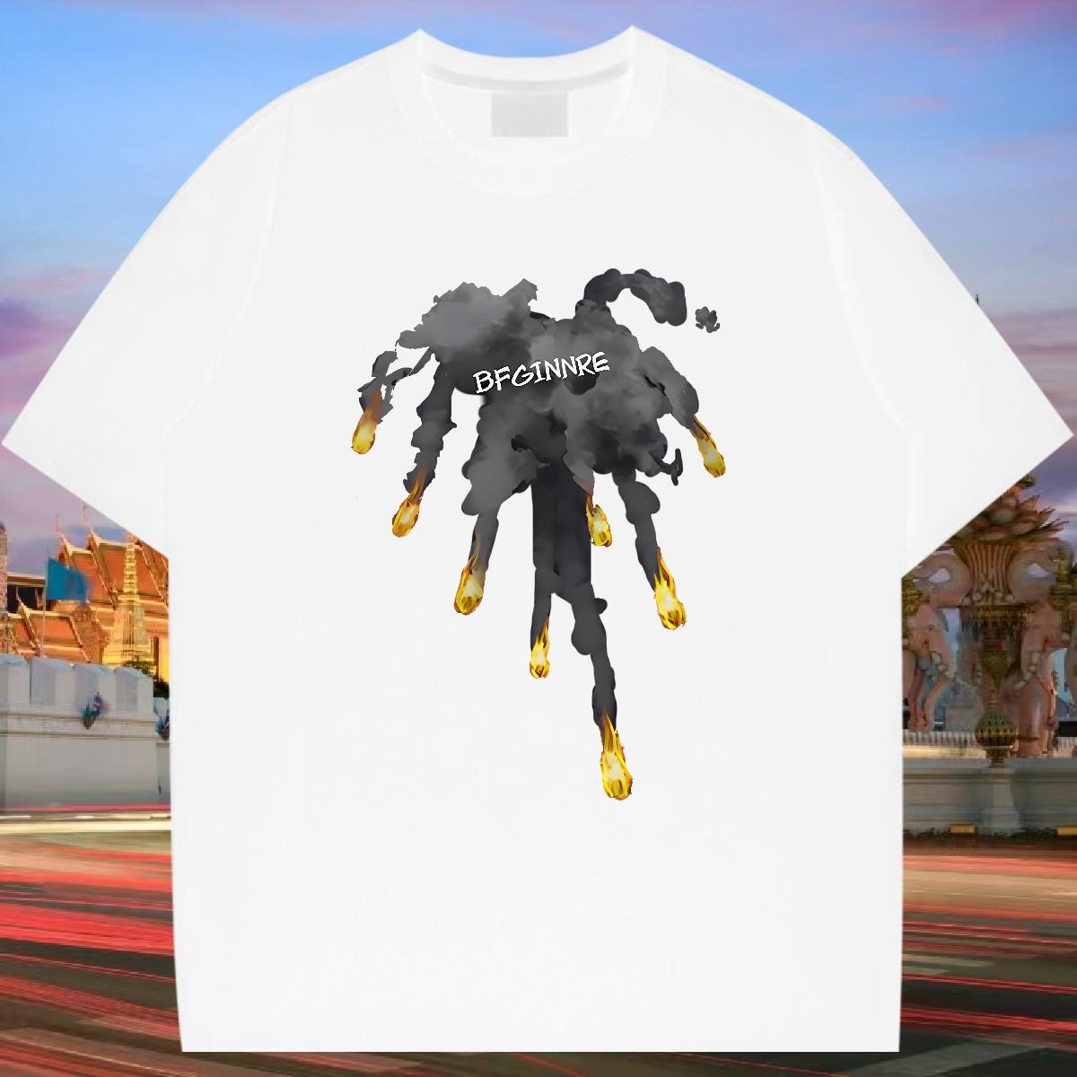 Loose Men T Shirts Street Wear Cotton Breathable Couples T Shirts Fashion Casual Floral Print Polos