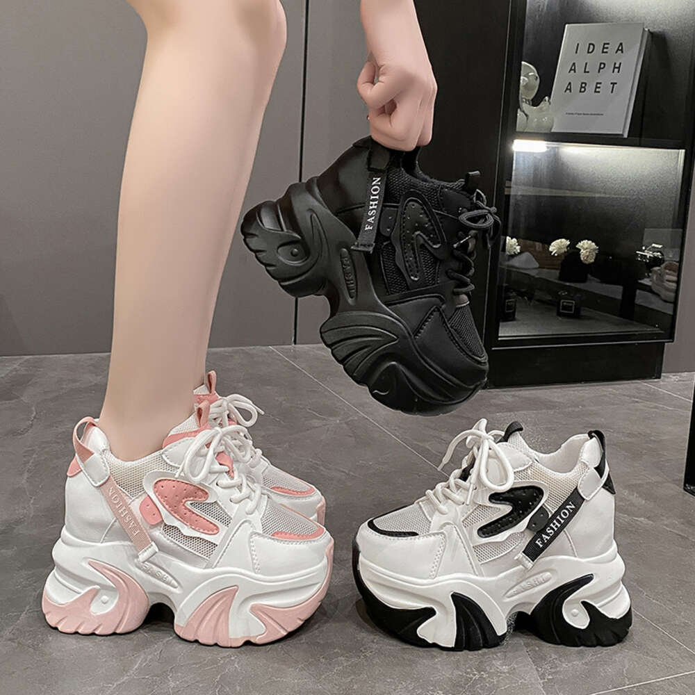 Ddmysports Women Igh Top Sneakers Spring Female Black White Chunky Sneaker Breathable Leather Wedge Shoes Atos Casual Mujer OUTDOOR
