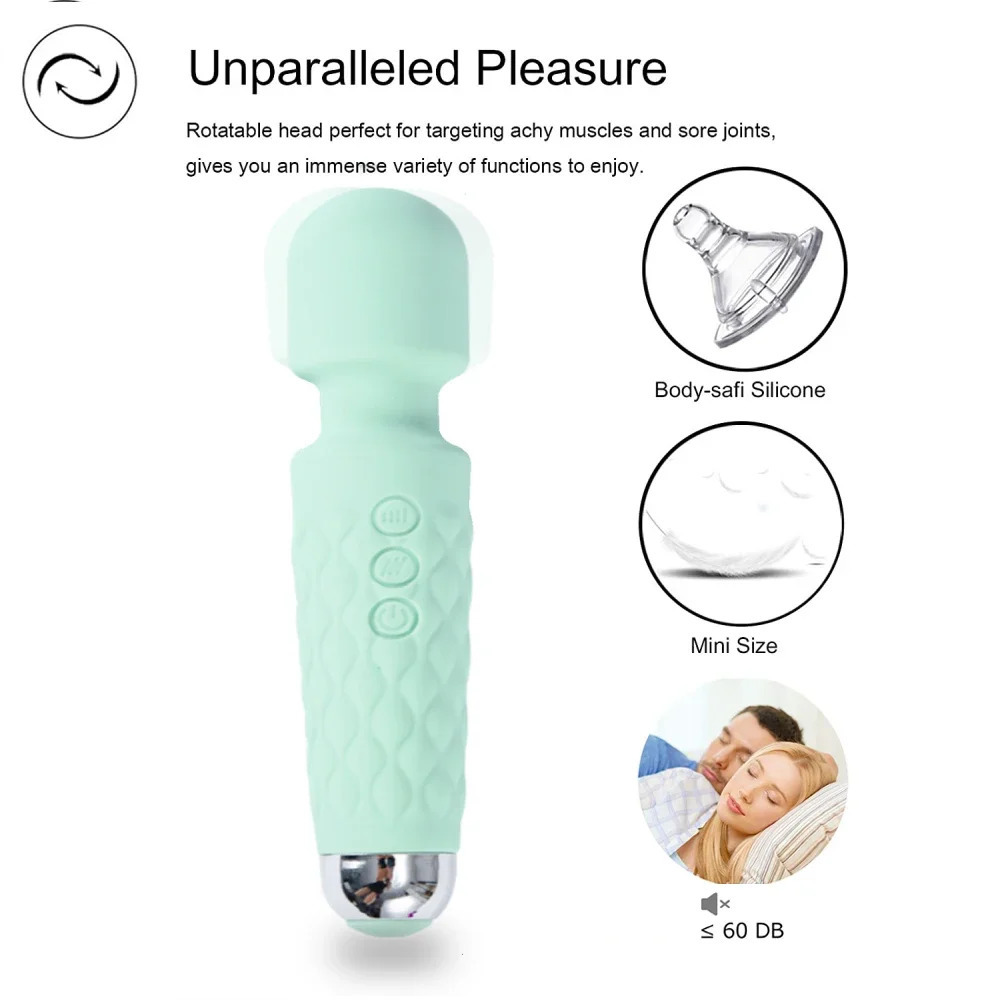 20 Modes Strong Vibration Upgraded Mini Vibrator Usb Charging Handheld Wand Massager G-Spot Clitoris Vibrator Sex Toys for Women 240603