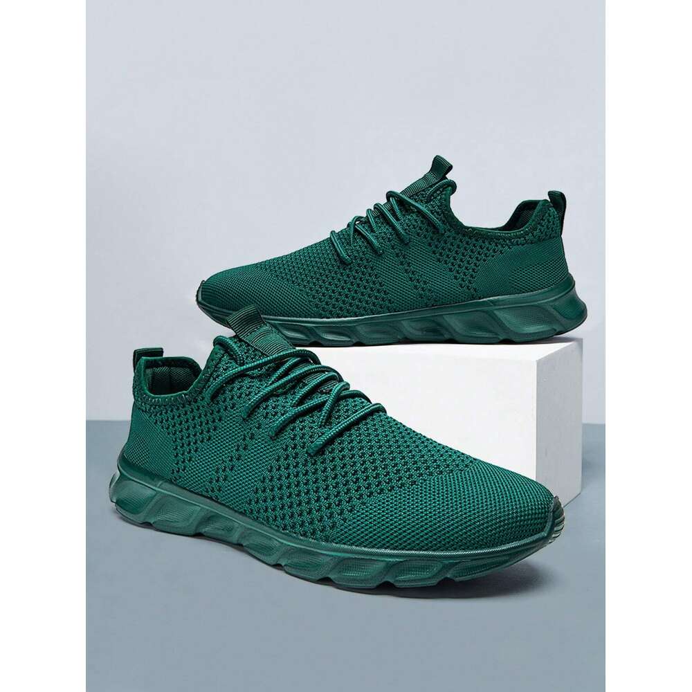 Lace Men S Up Flat Mesh Sports Training Tennis Walking Sneakers Breathable Casual Fashion Shoes For Dark Green Ddmysaturn