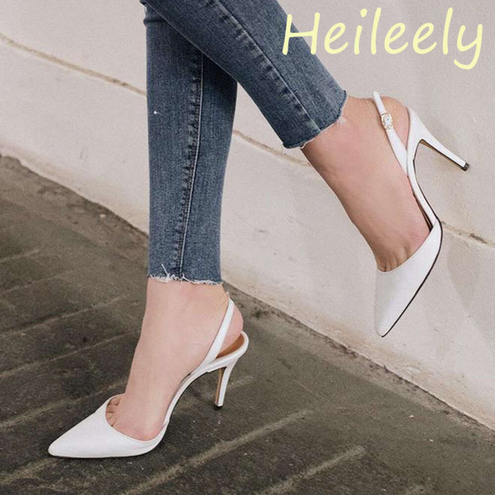 6Cm New Fashion Sandals Pointed Toe High Heels Ankle Wrap White Ladies Dress Women Shoes 40 41 250318