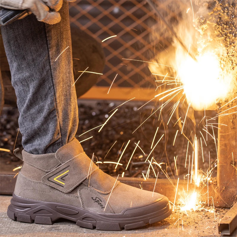 Construction Work Boots Anti-smash Anti-puncture Safety Shoes Men Steel Toe Boots Scald Proof Welding Boots Indestructible Shoes 240606