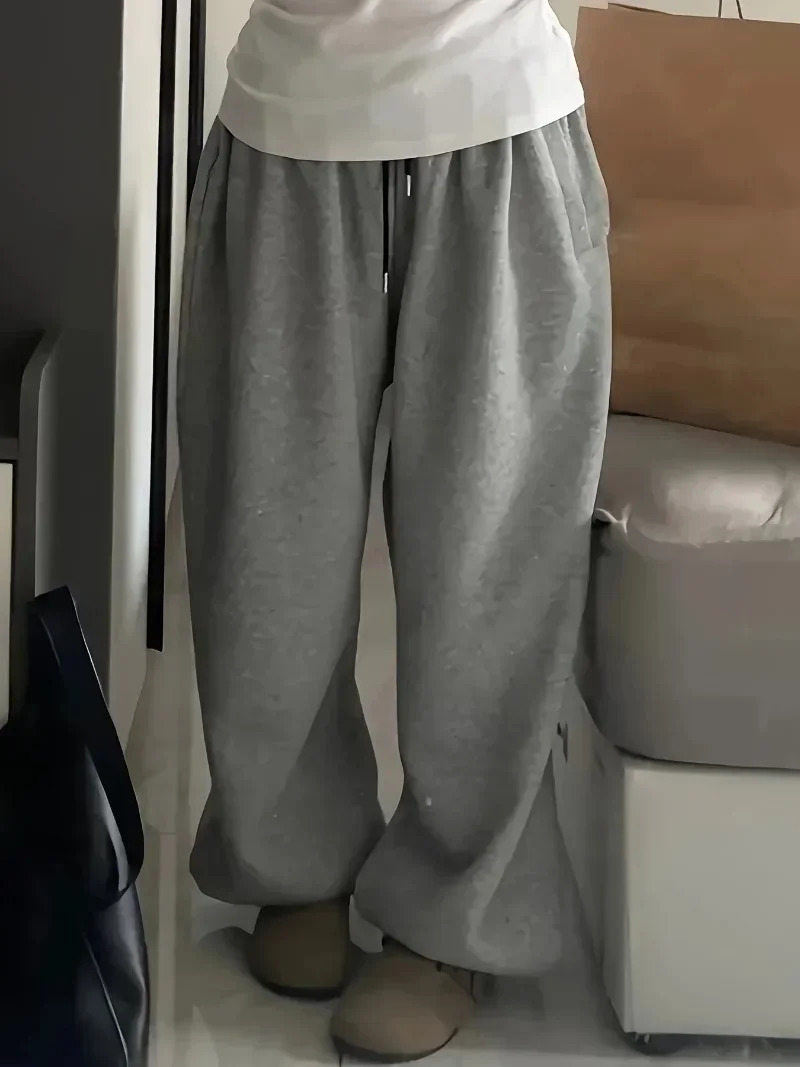 Y2K Women Streetwear Gray Oversized Joggers Korean Harajuku Parachute Pants Women Sweatpants Wide Leg Baggy Trousers Clothes 240530