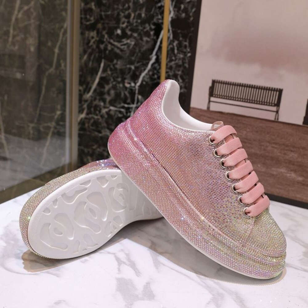 Ddmyoutdoor Autumn Leather Trendy And Fashionable Night Starry Sky Gradient Water Thick Sole Full Diamond Casual Women S Trendy Shoes
