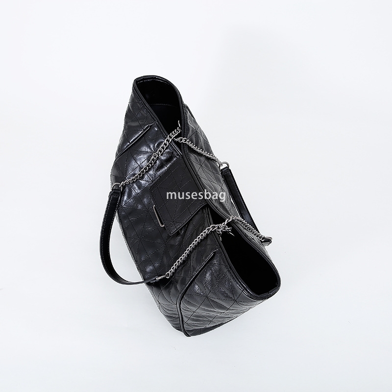 Designer Women's PU High Quality Fashion Vintage Chain High end Shoulder Bag Versatile Classic Multi functional Handheld Large Capacity Tote Bag