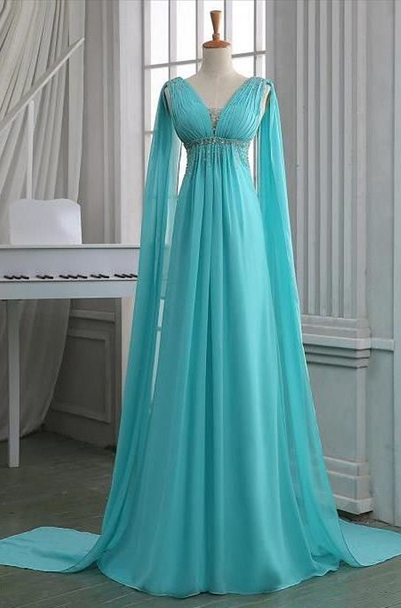 Fantasy A-Line Chiffon Evening Dresses Empire Waist Plus Size Prom Dress Capped Long Baby Shower Pregnant Woman Formal Wear 2024 Special Occasion Gown