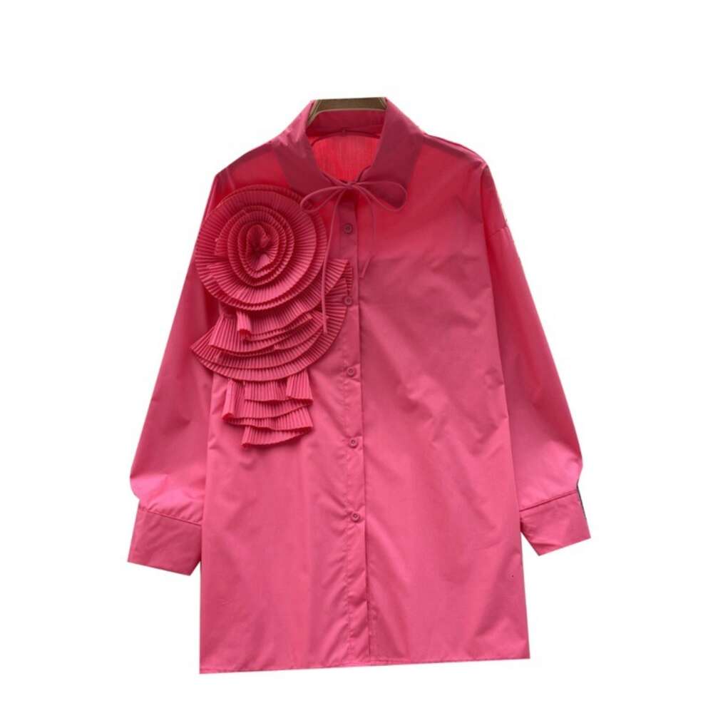 French Light Luxury Celebrity Style High Grade Long Sleeve Shirt Womens Autumn and Winter 3D Flower Design Small and Super Immortal Top