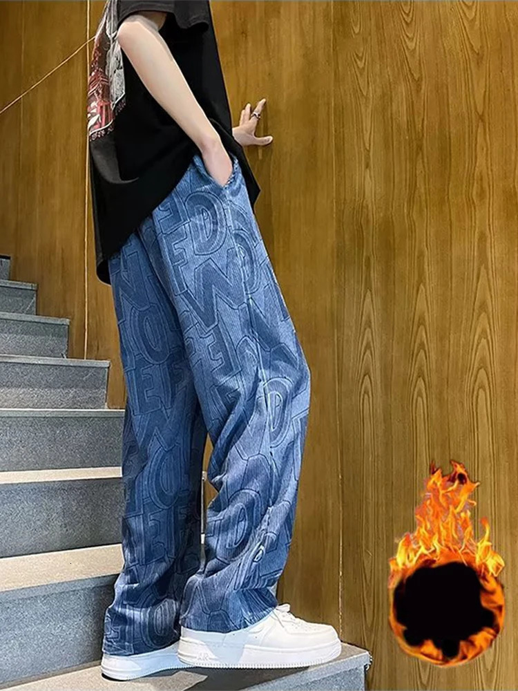 Retro Pants Man Casual Fashion High Street Hip Hop Loose Vintage Sweatpants Men Spring Soft Wide Legs Straight Pant 240527