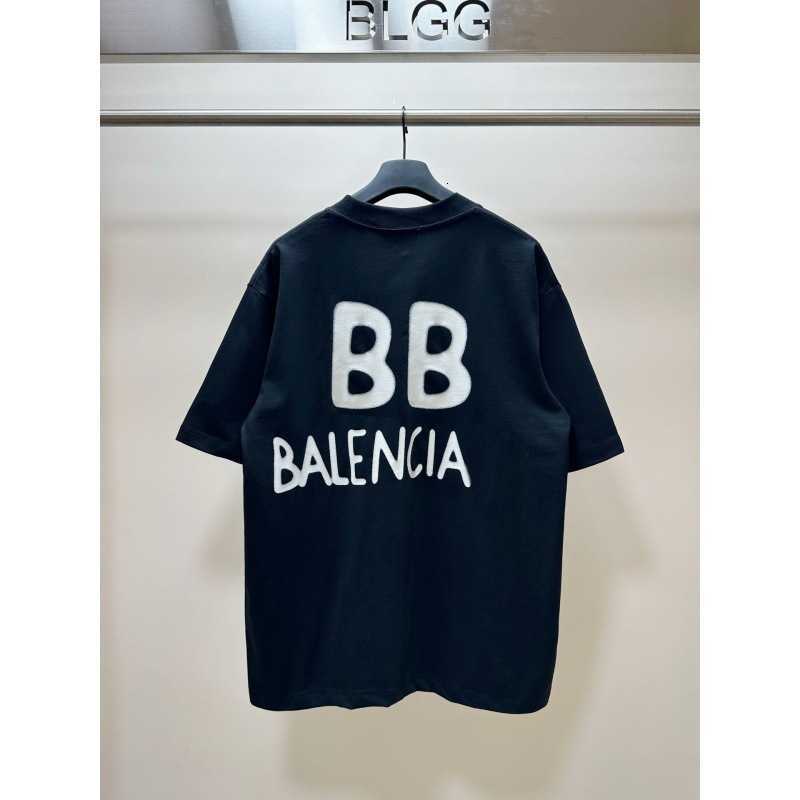 Blcg Paris Hand-painted Graffiti Bb Nightglow Short Sleeved Oversize Summer Pure Cotton High Edition Family T-shirt for Men and Women