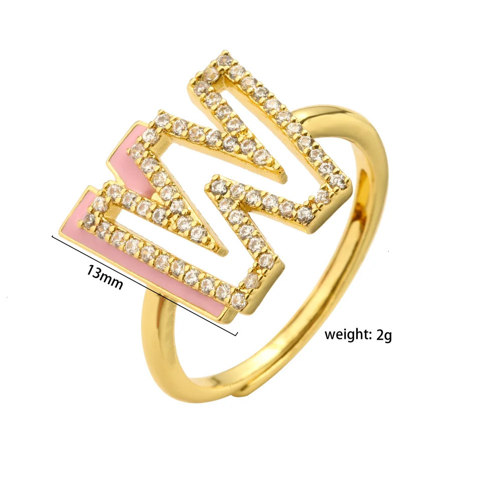 DUOYING Custom Letter Ring Personalized Enamel A-Z Initial Hollow 3D Rings Adjustable For Girls Jewelry Gift 240530