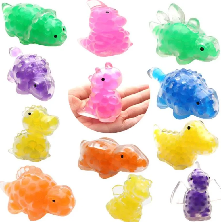 Squishy Stress Balls Decompression Dinosaur Toy Colorful Gel Water Beads Balls Inside Birthday Gift Goodie Bags ZZ