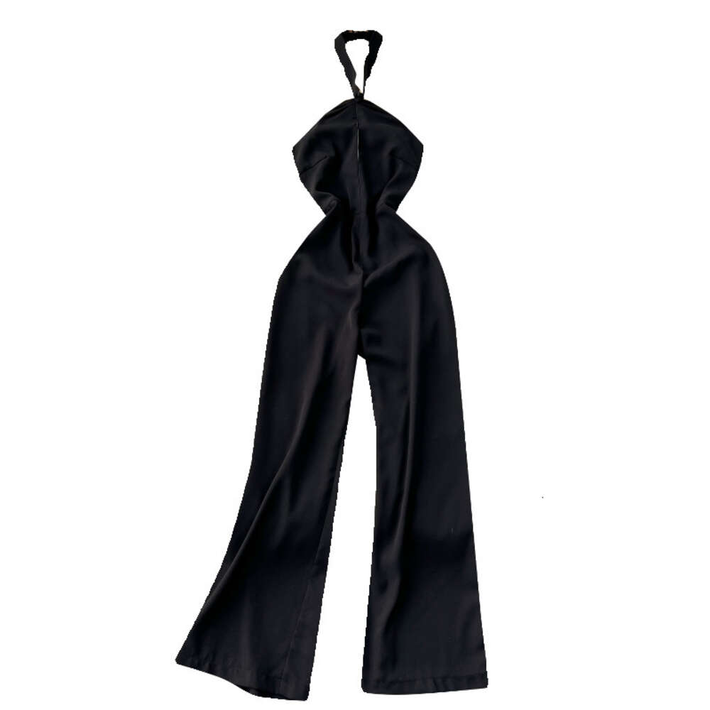 High end feeling senior sister hanging neck jumpsuit for women slim fit long sexy strapless backless fashionable and stylish wide leg pants trendy