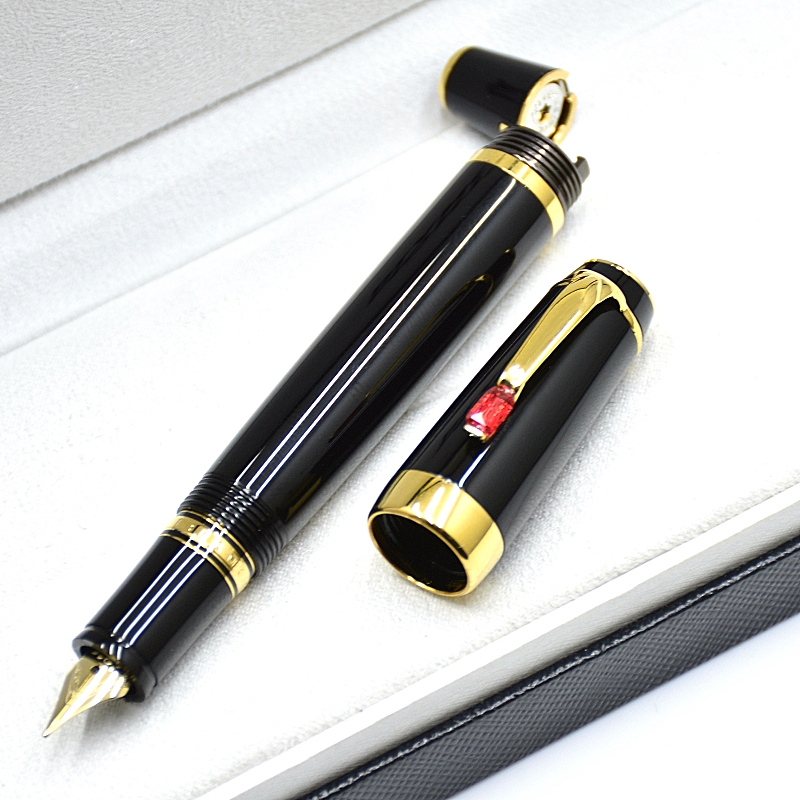 wholesale Top Bohemies 14K Retractable Nib Classics Fountain Pen 11cm Portable Short Travel Office Writing Ink Pens With Gem And Serial Number